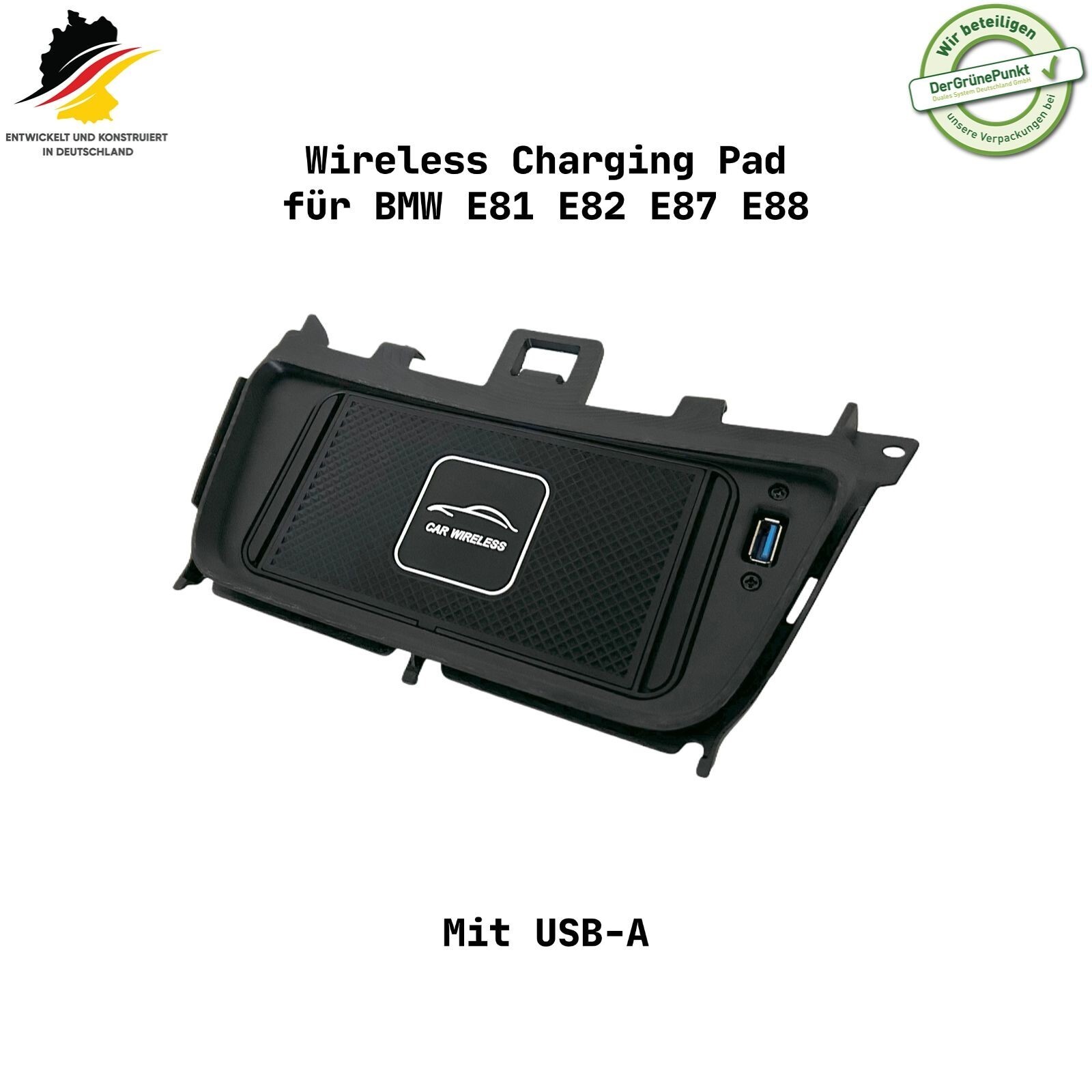 E81 E82 E87 E88 Wireless Charging Pad con USB-A / Cargador Inductivo-