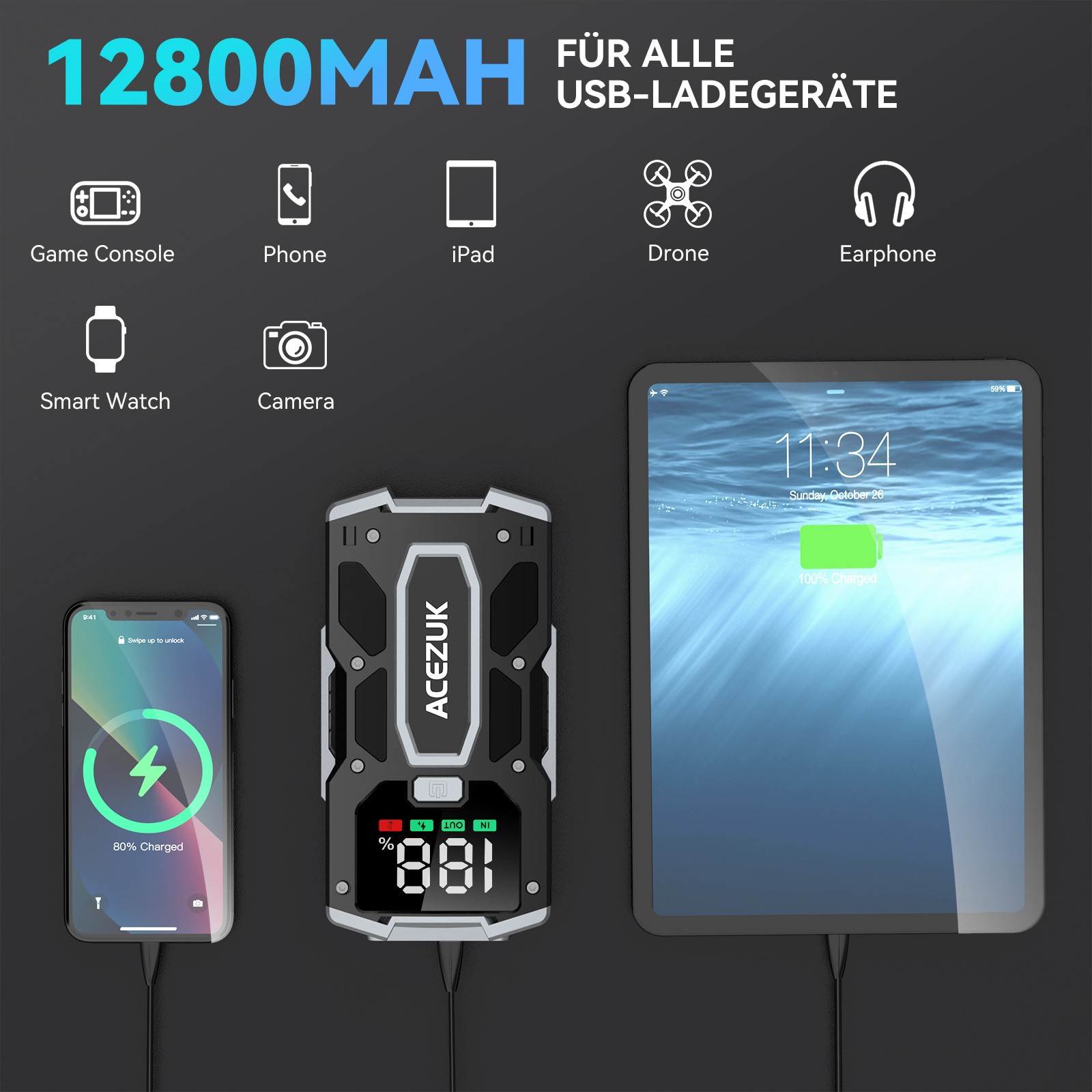 7000A Arrancador Coche Jump Starter Cargador 12V Coche Booster Powerbank + Bolsa- - Image 5