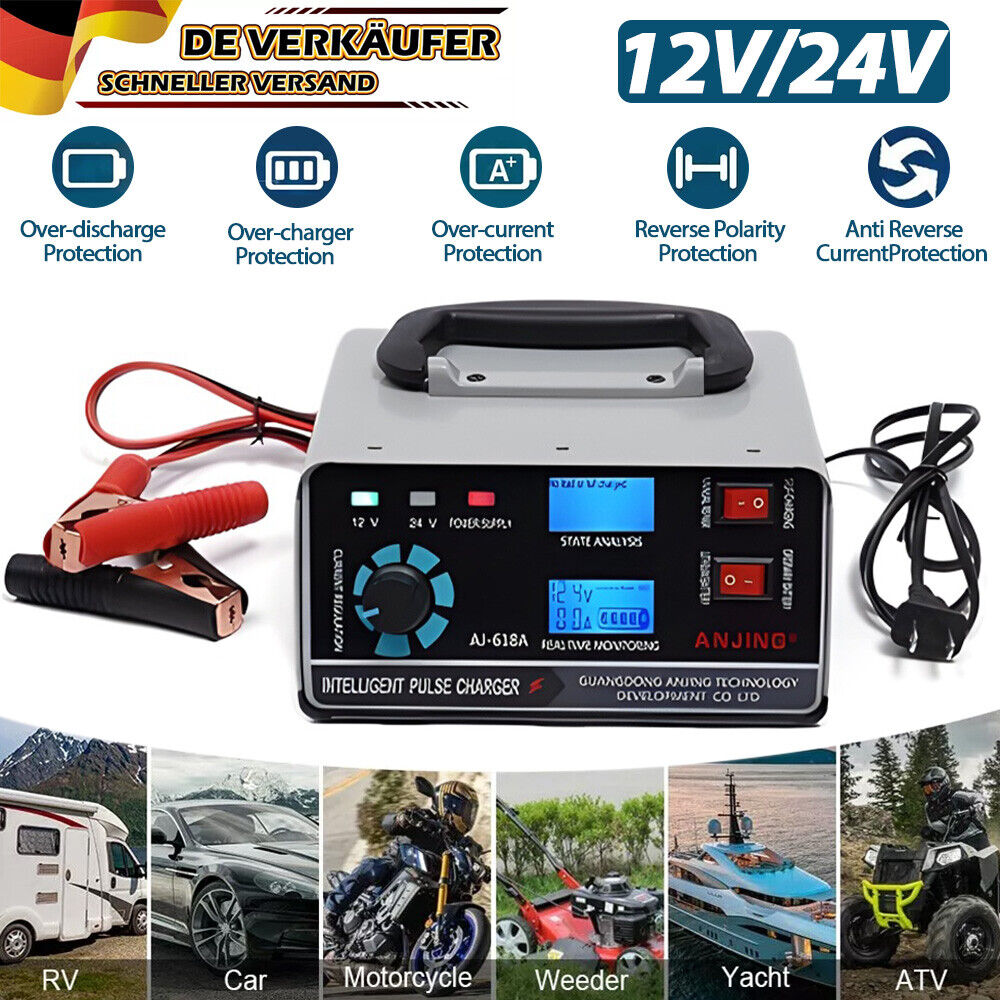 400W 30A Cargador de Batería Inteligente Coche 12/24V Coche Camión Cargador de Batería*!- - Image 4