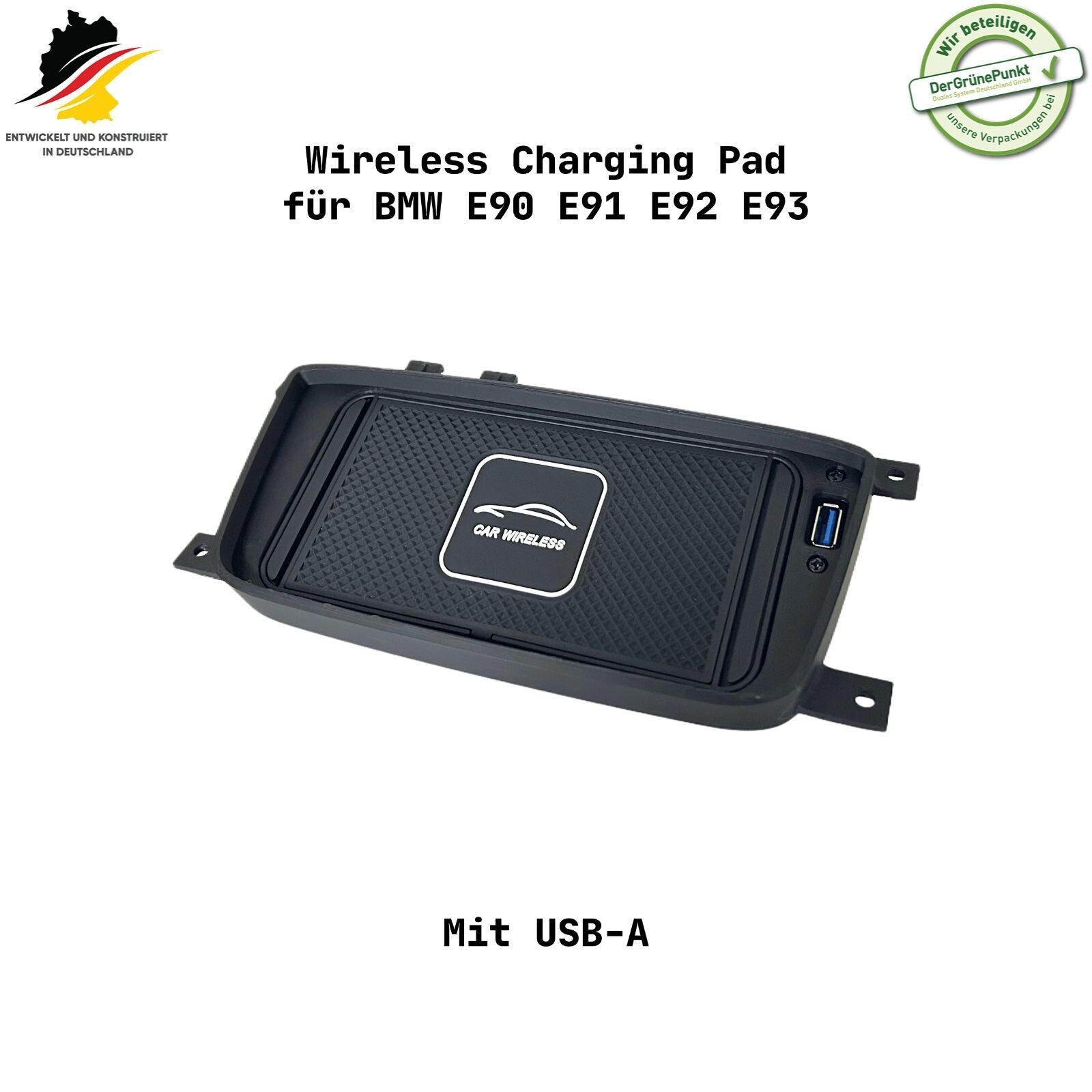 E90 E91 E92 E93 Wireless Charging Pad con USB-A / Cargador Inductivo-