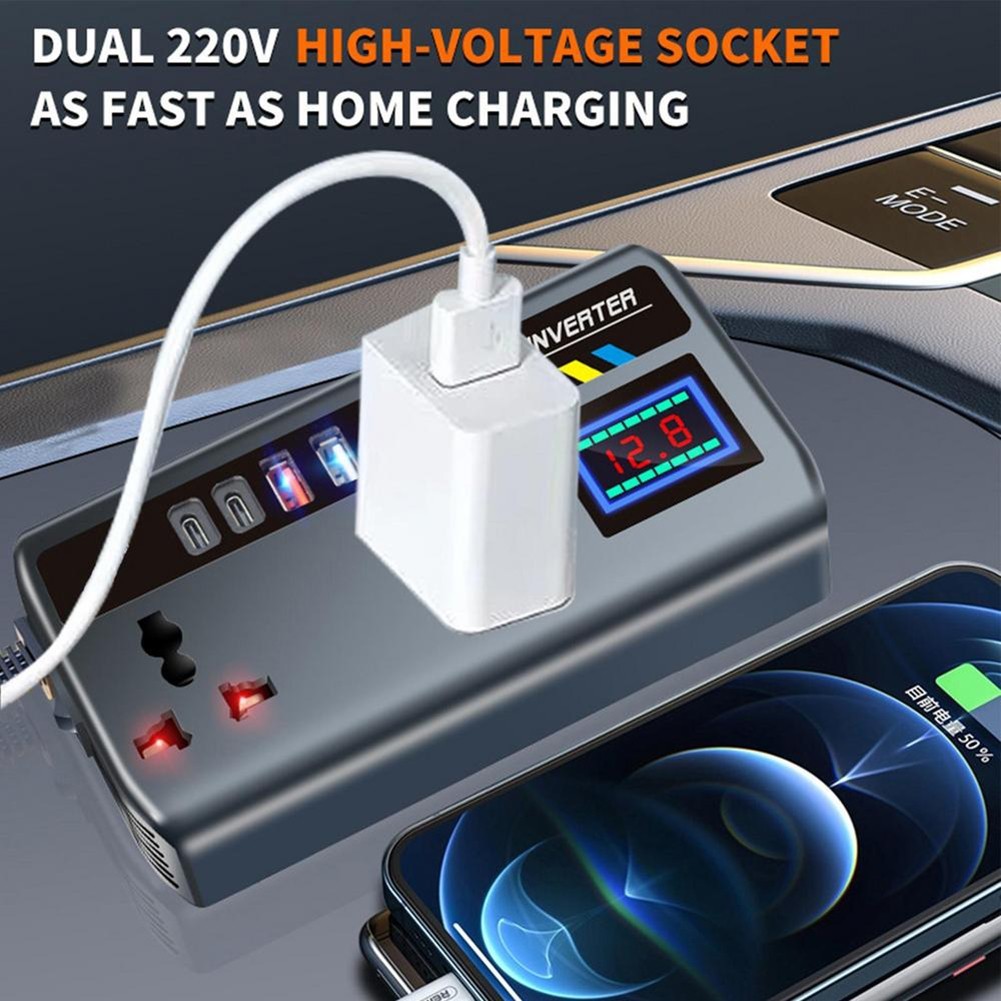 Cargador Automotriz Portátil Inversor Coche 12V 24V 200W 9 Puertos de Carga- - Image 3