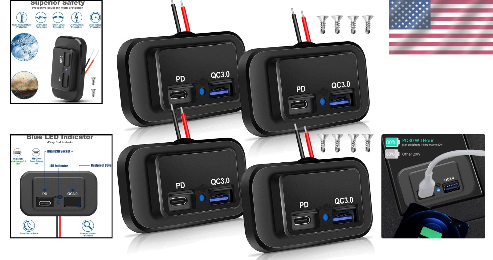 Salida USB de carga rápida de 48 W - Ideal para casas rodantes, barcos y aplicaciones automotrices- - Image 2