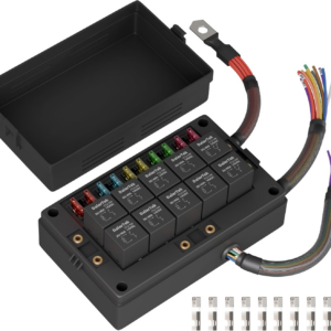 Relé y panel de fusibles 12V 10 vías para aplicaciones automotrices y marinas-
