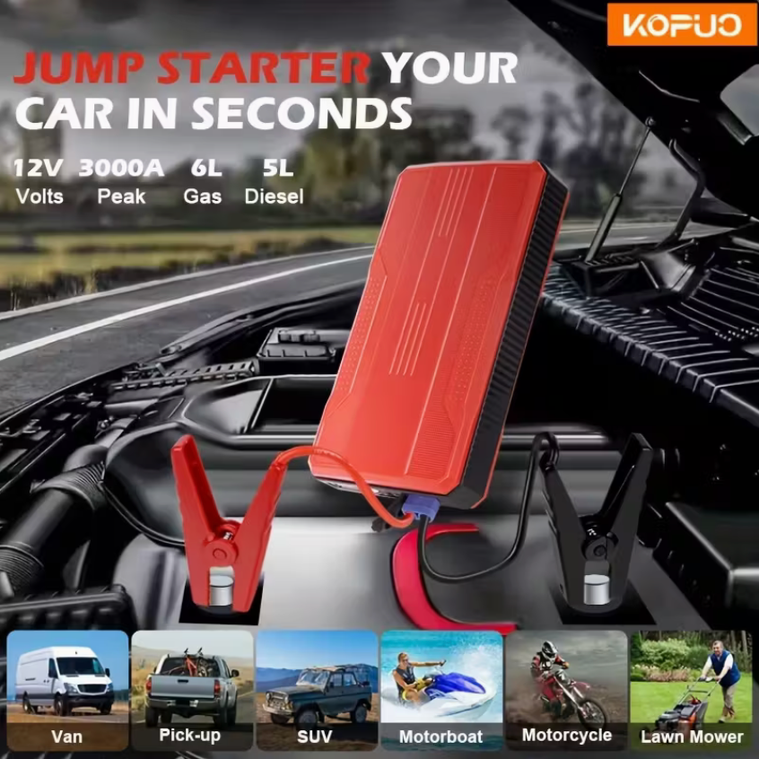 Portable Car Battery Jump Starter Emergency Power Bank, starts up to 6L vehicles - Image 2