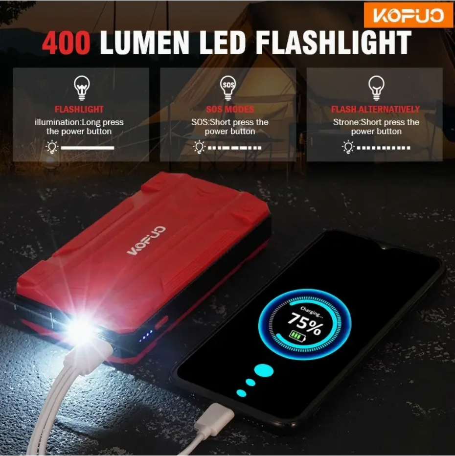 Portable Car Battery Jump Starter Emergency Power Bank, starts up to 6L vehicles - Image 5