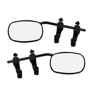 PAIR OF ROCK STEADY TOWING MIRRORS CLAMP ON MIRROR CONVEX + FLAT CAR CARAVAN