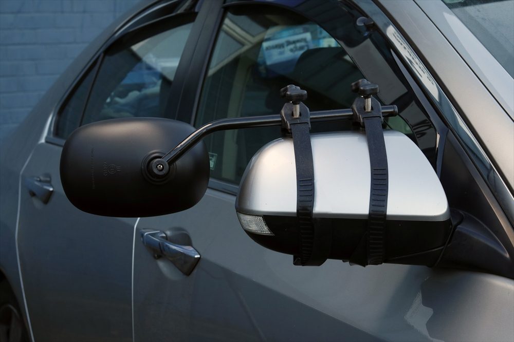 PAIR OF ROCK STEADY TOWING MIRRORS CLAMP ON MIRROR CONVEX + FLAT CAR CARAVAN - Image 2