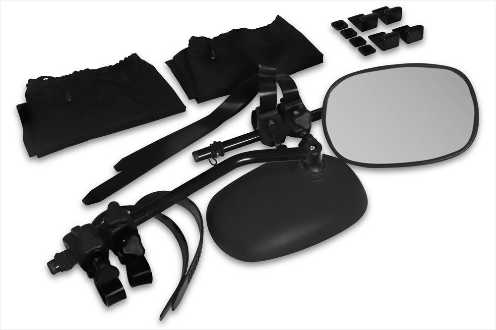 PAIR OF ROCK STEADY TOWING MIRRORS CLAMP ON MIRROR CONVEX + FLAT CAR CARAVAN - Image 3