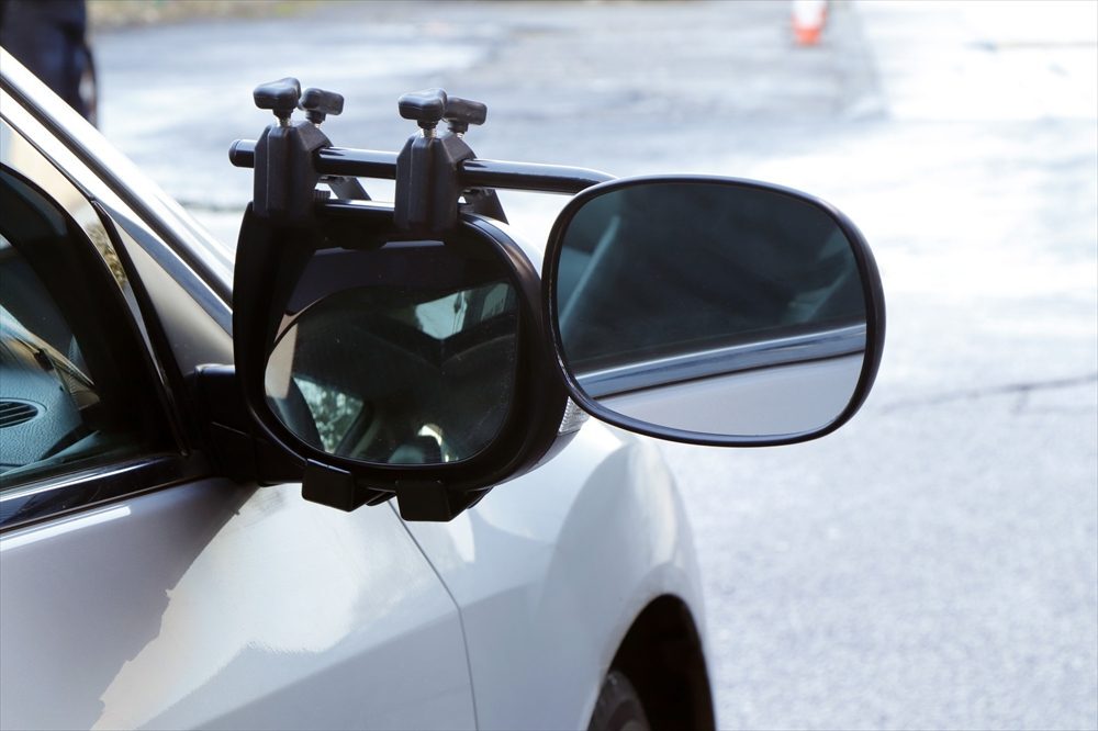 PAIR OF ROCK STEADY TOWING MIRRORS CLAMP ON MIRROR CONVEX + FLAT CAR CARAVAN - Image 5