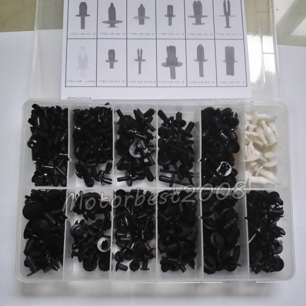 Kit surtido interior de carrocería de panel clip remache pasador de empuje automotriz 350 piezas-