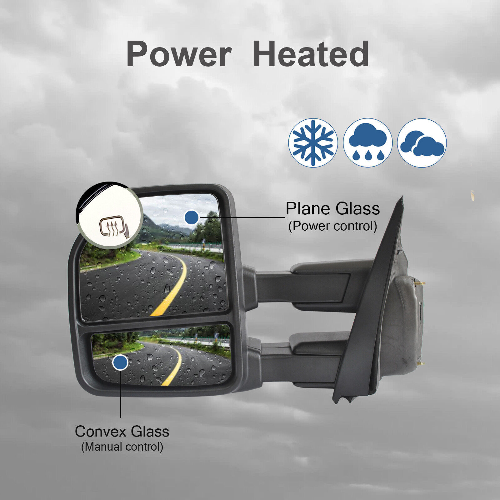 Par de espejos retrovisores de remolque para camioneta Ford F150 2015-2020 potencia calor señal LED reemplazo- - Image 3
