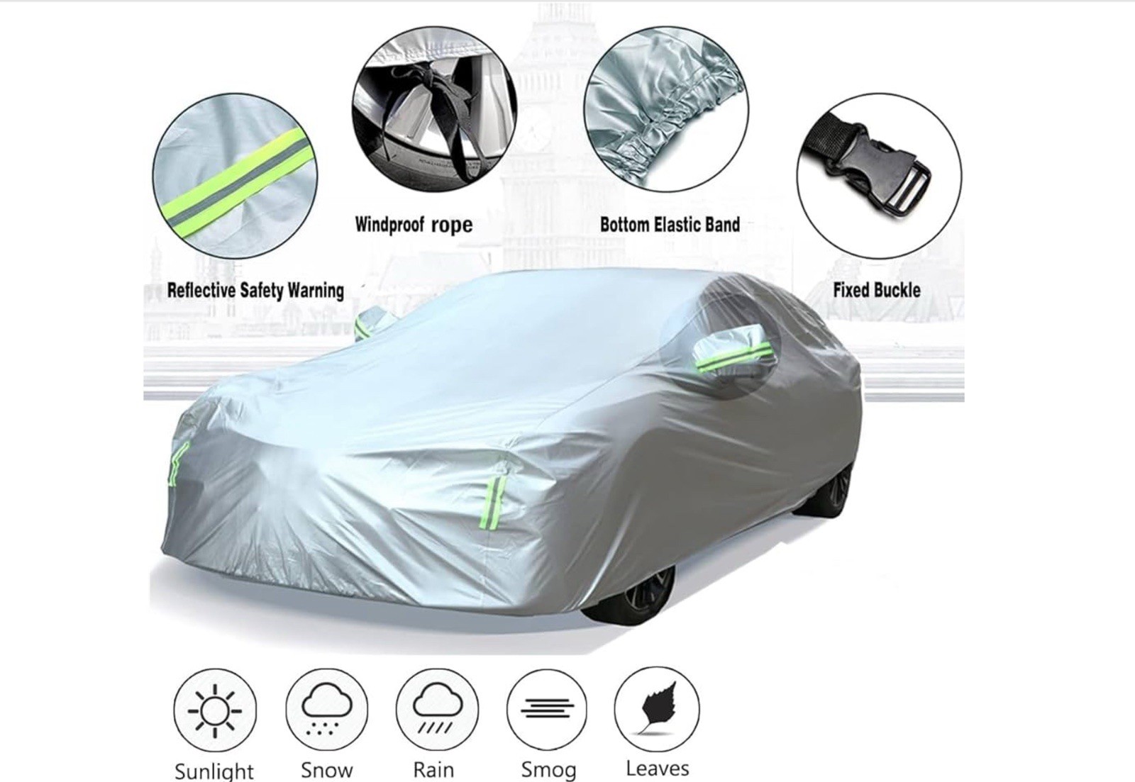 BEXITA Cubierta de Coche Impermeable Exterior Todo Clima A Prueba de Viento A Prueba de Nieve UV-