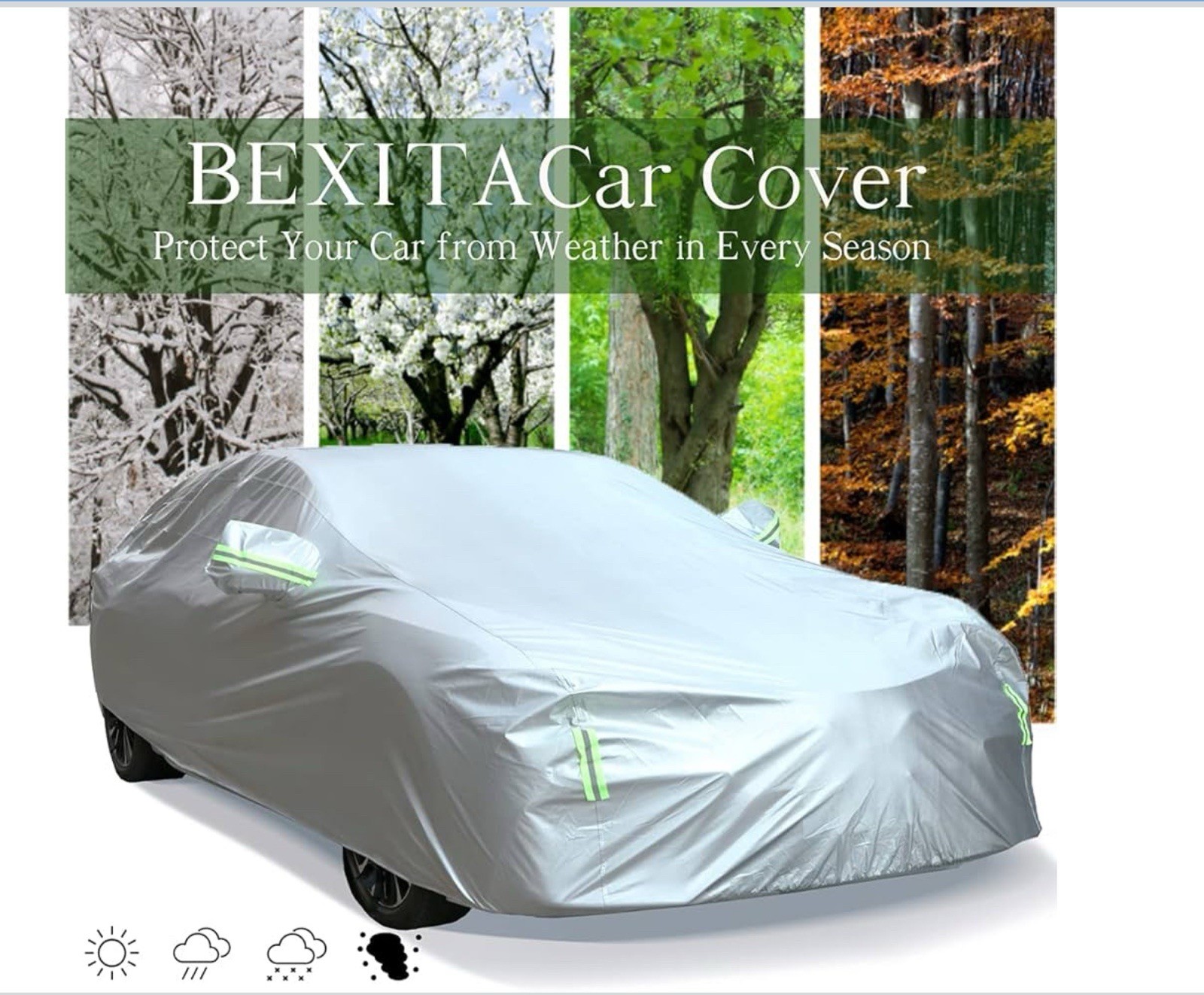 BEXITA Cubierta de Coche Impermeable Exterior Todo Clima A Prueba de Viento A Prueba de Nieve UV- - Image 2