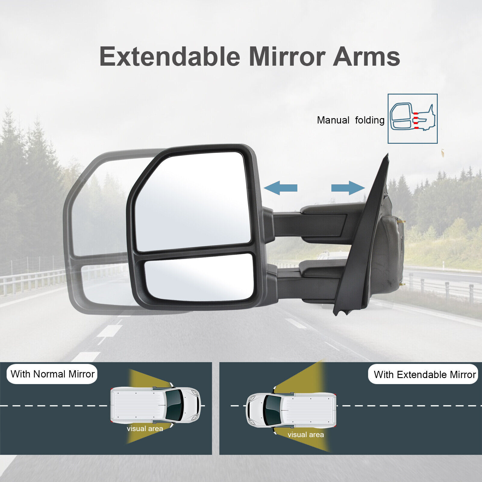 Espejos retrovisores de remolque para Ford F-150 2015 2016 2017 2018 2019 2020 señal térmica eléctrica- - Image 5