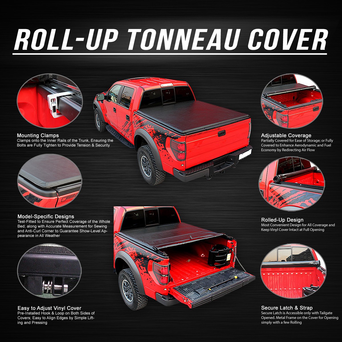 PARA CHEVY SILVERADO/GMC SIERRA 99-07 PLATAFORMA 6,5 FT VINILO SUAVE CUBIERTA ENROLLABLE- - Image 2