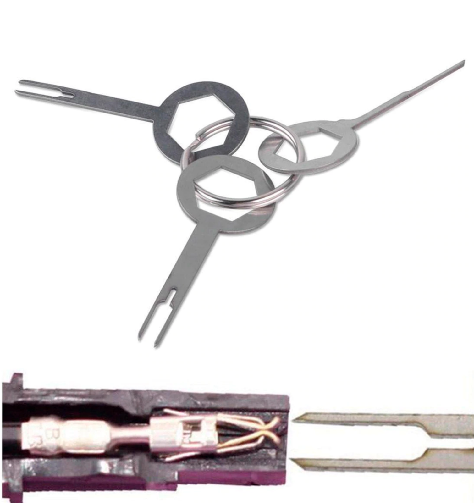 Herramienta de llave de extracción de pasador conector crimpado cableado terminal eléctrico automático 3 piezas-