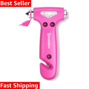 Martillo de seguridad para automóvil, rompe ventanas automotriz y cortador de cinturón de seguridad para mujer, R...-