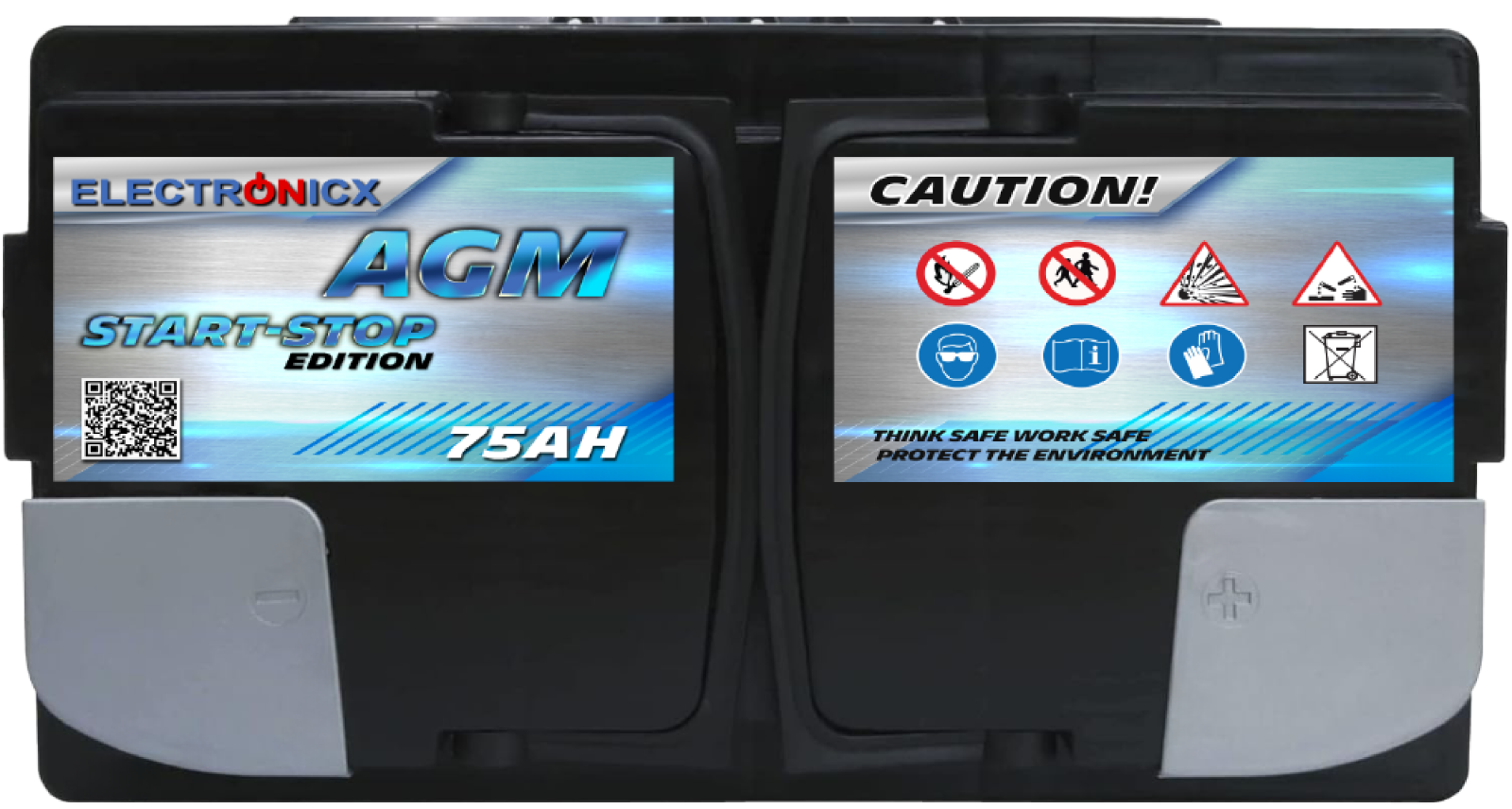 Electronicx AGM Batería de coche Batería de arranque Batería Start-Stop 75AH 12V 750A- - Image 5