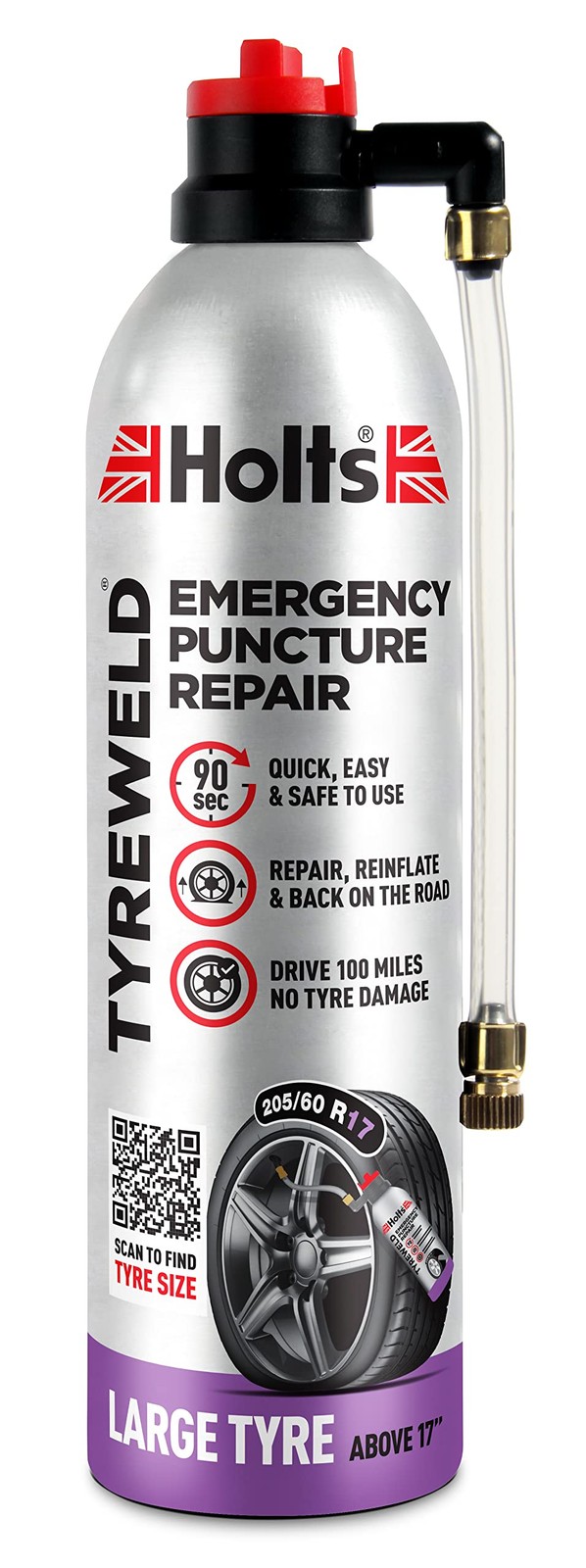 Sellador de pinchazos Holts Tyreweld 500 ml, espuma de reparación de neumáticos de emergencia, pinchazo de coche-