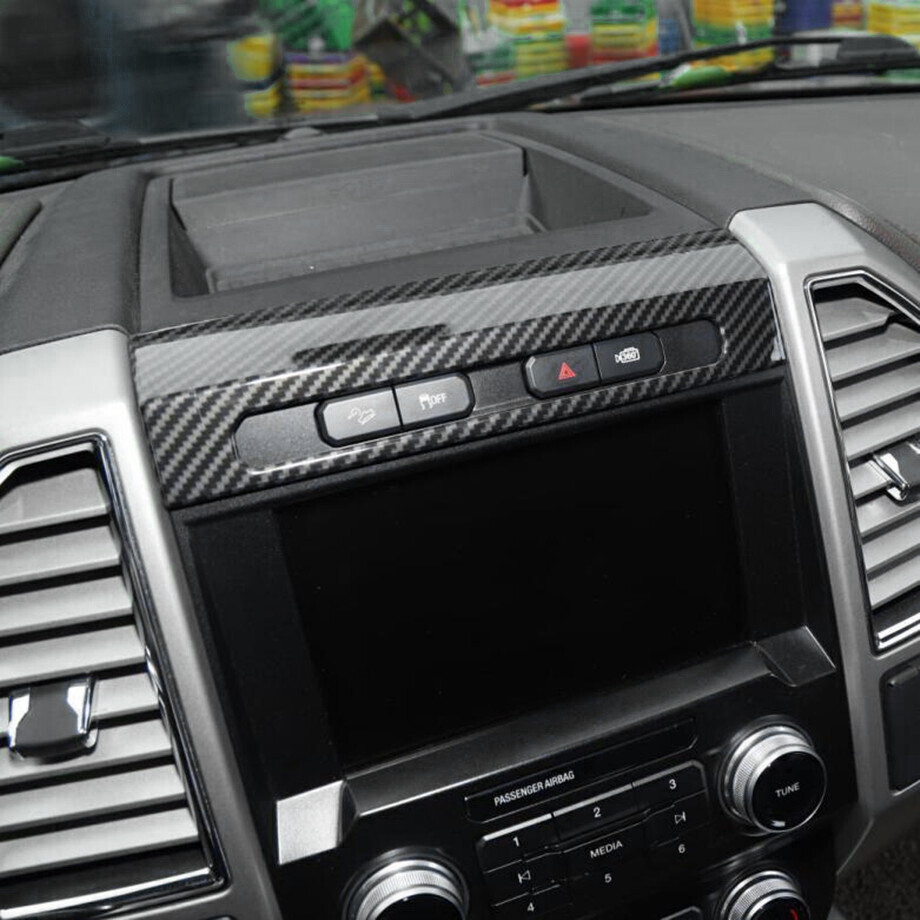 Cubierta de interruptor de luz de emergencia de coche para Ford F150 2015-2020 accesorios carbono- - Image 2
