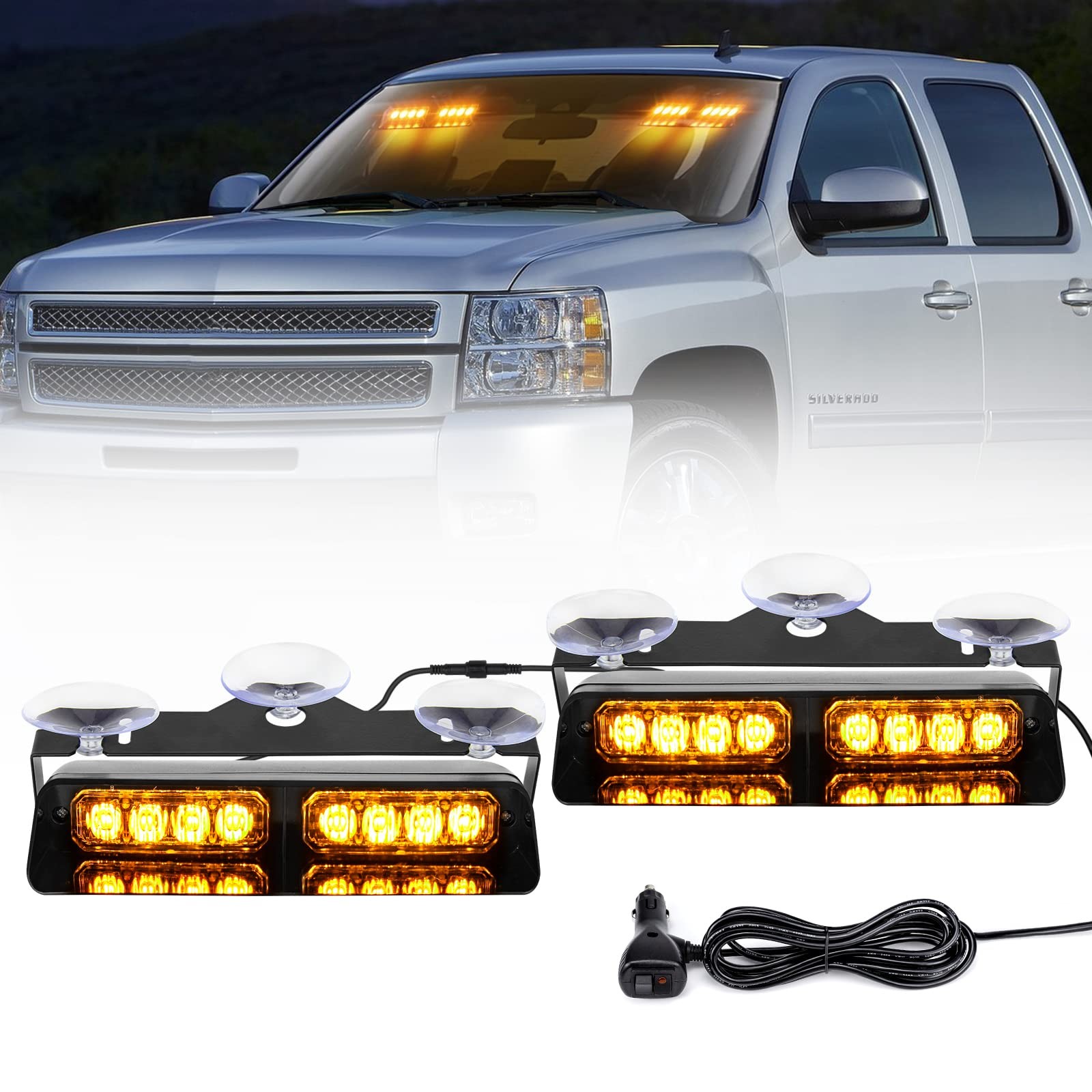 Luces estroboscópicas de emergencia 2x luces estroboscópicas interiores de parabrisas de 7,2 pulgadas-