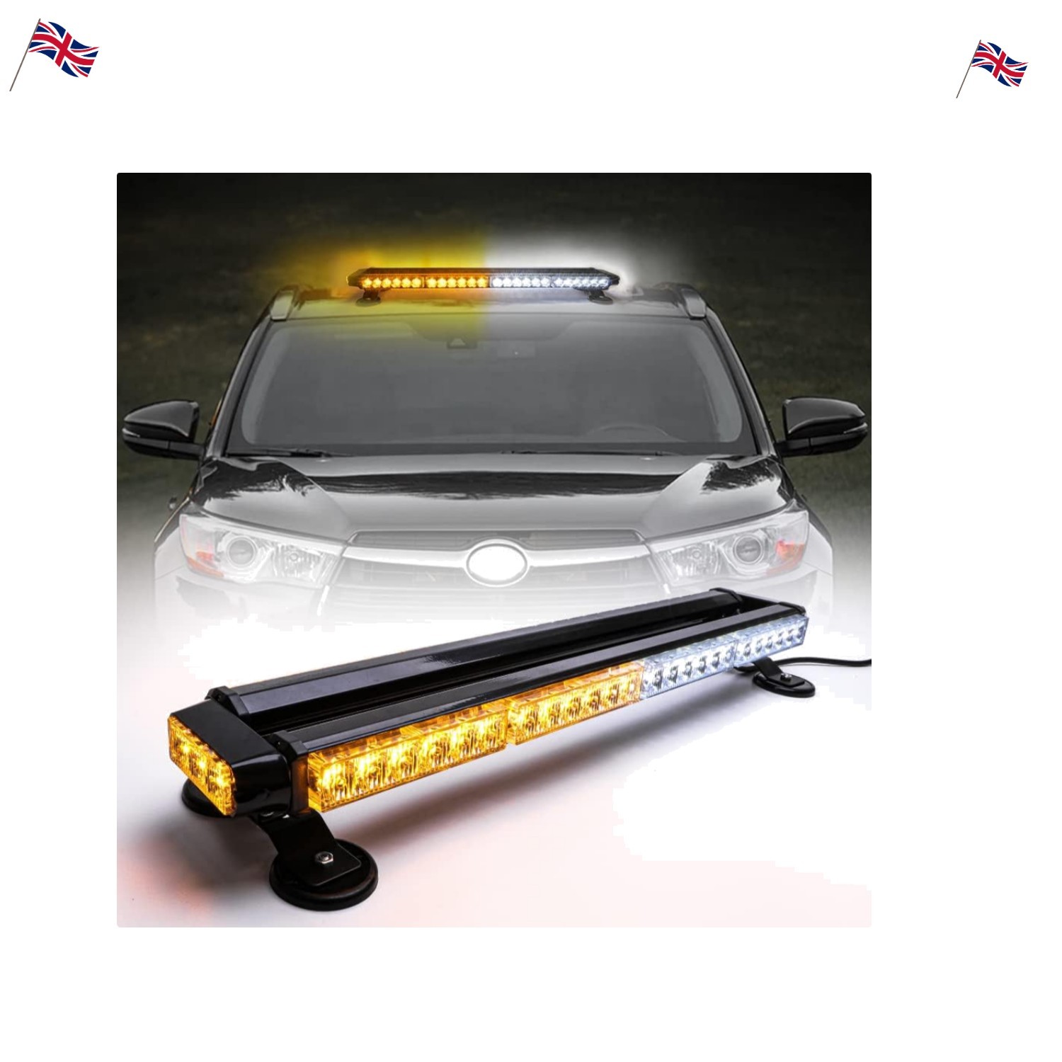 Barra de luz estroboscópica de vehículo de emergencia - 26,5" 54 LED impermeable baliza de advertencia-
