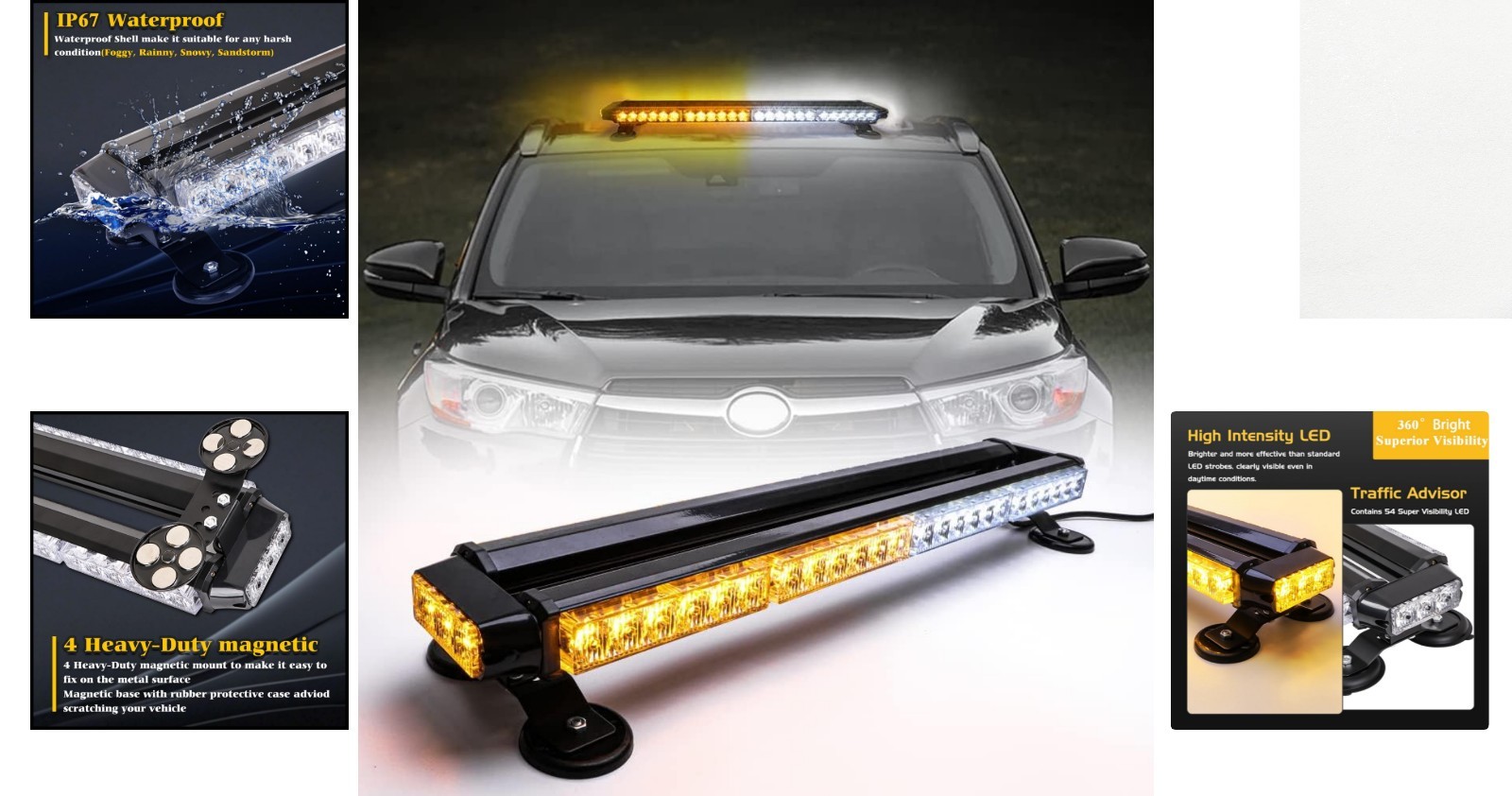 Barra de luz estroboscópica de vehículo de emergencia - 26,5" 54 LED impermeable baliza de advertencia- - Image 2