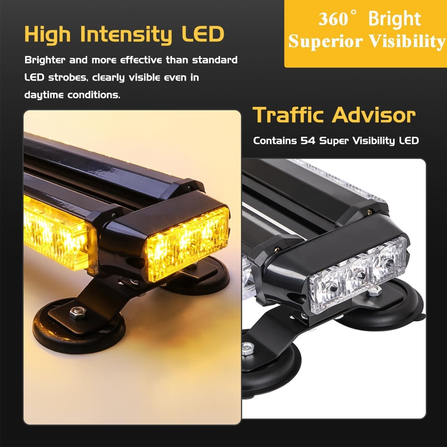 Barra de luz estroboscópica de vehículo de emergencia - 26,5" 54 LED impermeable baliza de advertencia- - Image 4