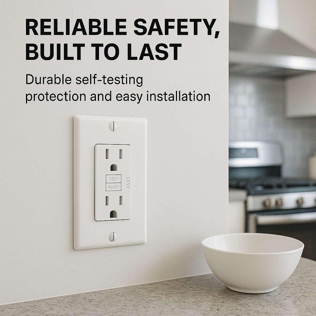 Receptáculo de toma de seguridad 10PK GFCI 15AMPGFI con placa de pared indicador LED TR WR- - Image 5