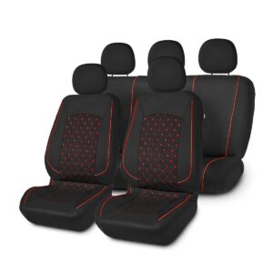 Juego de fundas de asiento de coche RIDEX delanteras y traseras poliéster negro rojo-