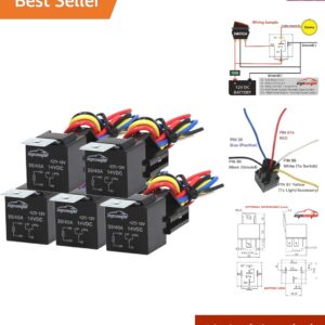 Arnés de relé 30/40 AMP - Paquete de 5, blanco, negro, amarillo, resistente a impactos-