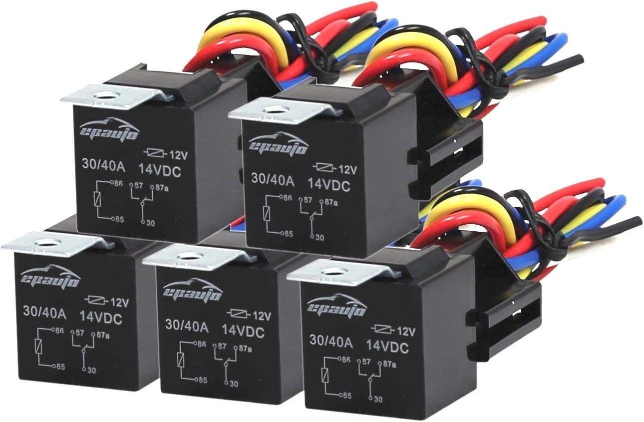 Arnés de relé 30/40 AMP - Paquete de 5, blanco, negro, amarillo, resistente a impactos- - Image 3