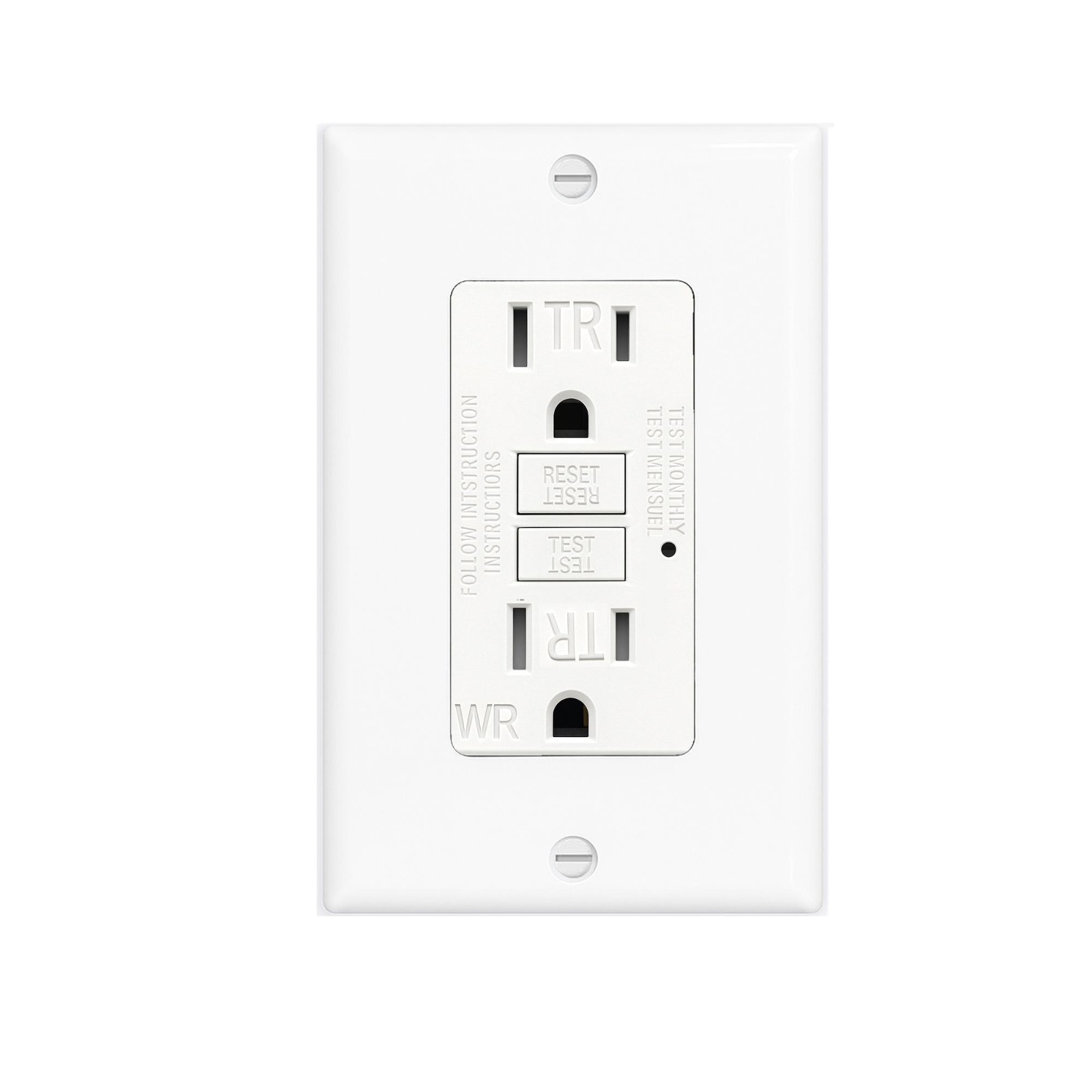 Receptáculo de toma de seguridad 10PK GFCI 15AMPGFI con placa de pared indicador LED TR WR- - Image 2