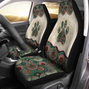 Fundas de asiento de coche Mandala vintage para perros, fundas de asiento automotriz para amantes de los perros-