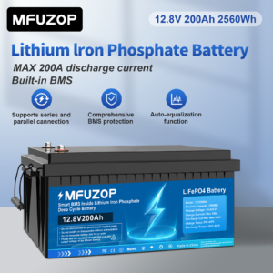 Batería de litio 12V 200Ah LiFePO4 batería BMS 15000+ ciclos autocaravana instalación solar-