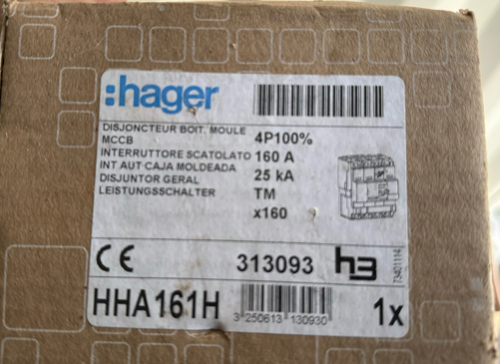 Disyuntor de alimentación 160A 4P 25kA x160 HHA161H/T2UK- - Image 2