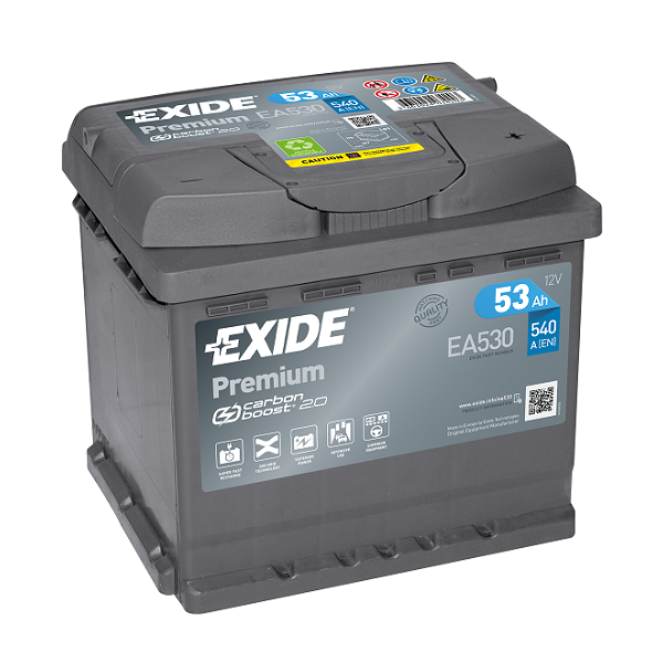 Exide Batería de Arranque EA530 Premium Carbon Boost 53Ah Batería de Coche para Coche NUEVO-