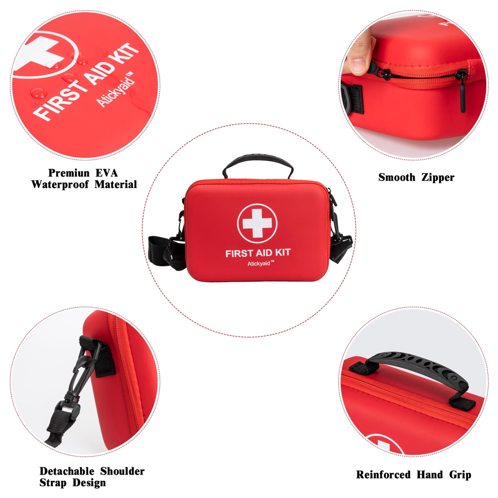 Kit de Primeros Auxilios 340 Piezas Premium Impermeable Carcasa Dura Kit Médico para Coche - - Image 4