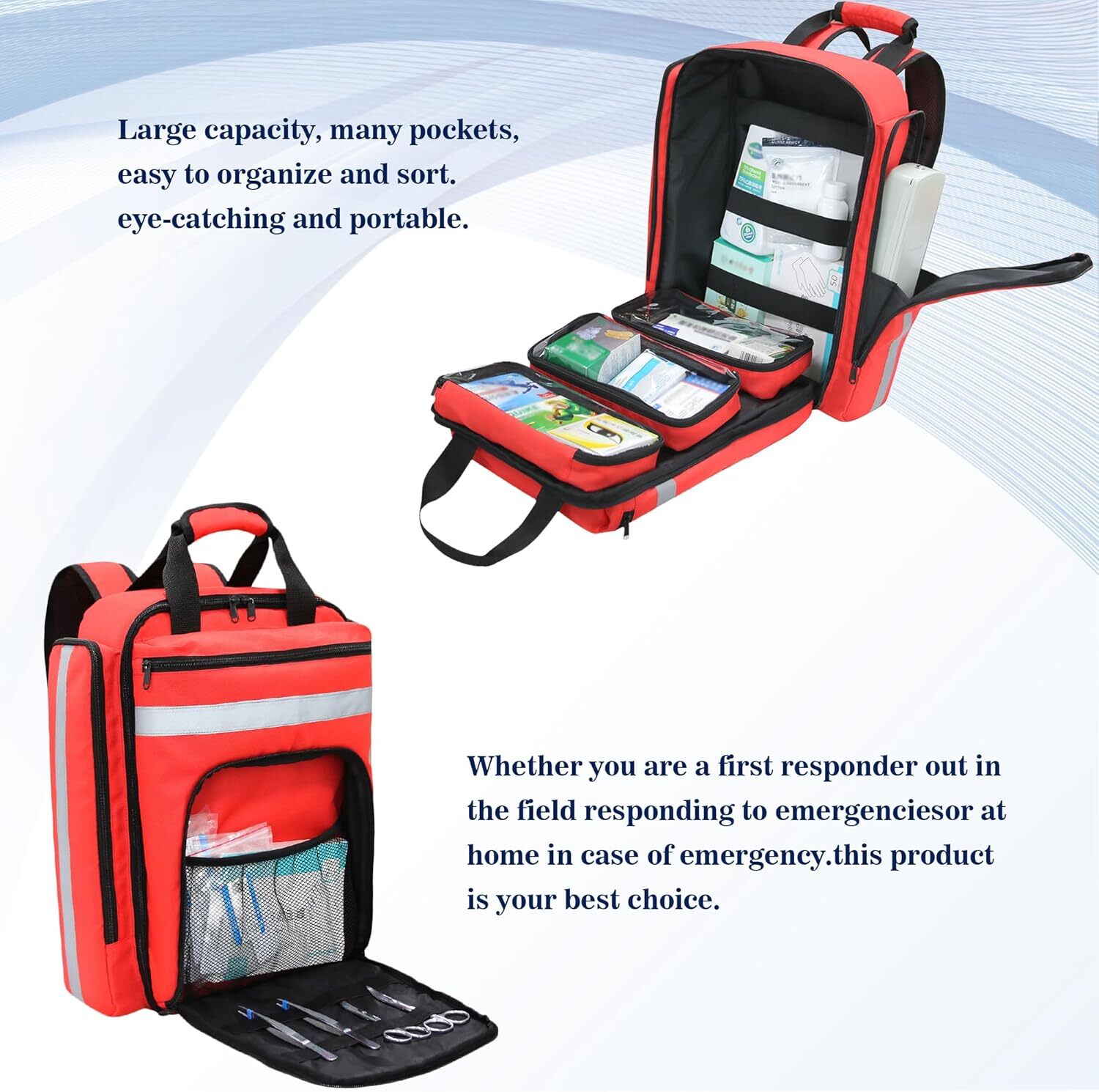Kits de primeros auxilios mochilas de rescate de emergencia gran capacidad de almacenamiento al aire libre- - Image 5